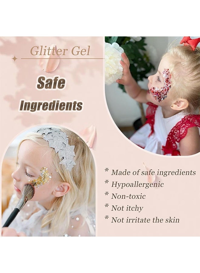 Fit Colors جل لامع للوجه والجسم، جل شعر لامع، طلاء وجه بالخرز، إكسسوارات حفلات الموسيقى والمهرجانات، جل لامع للوجه بأسلوب حورية البحر، طلاء وجه بالخرز اللامع 02#ذهبي - Image 4